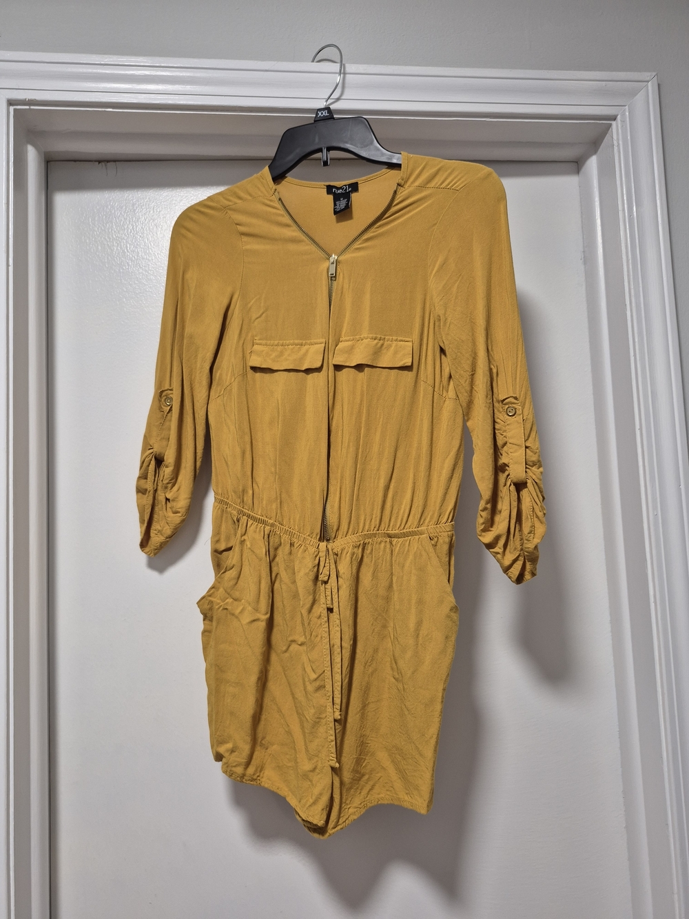 Rue21 Mustard Zip-Front Utility Jacket Romper